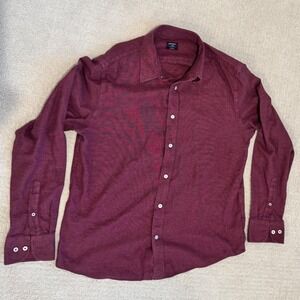 UNTUCKit Mens Large Burgundy Wrinkle Free Slim Fit Long Sleeve Button Down Shirt